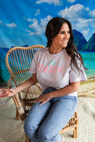 Palmr Style Womens Relax Tee Orchid Pink Purple Palm Tree Resort Wear Self-Care T1D