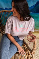 Palmr Style Womens Relax Tee Orchid Pink Purple Palm Tree Resort Wear Self-Care T1D