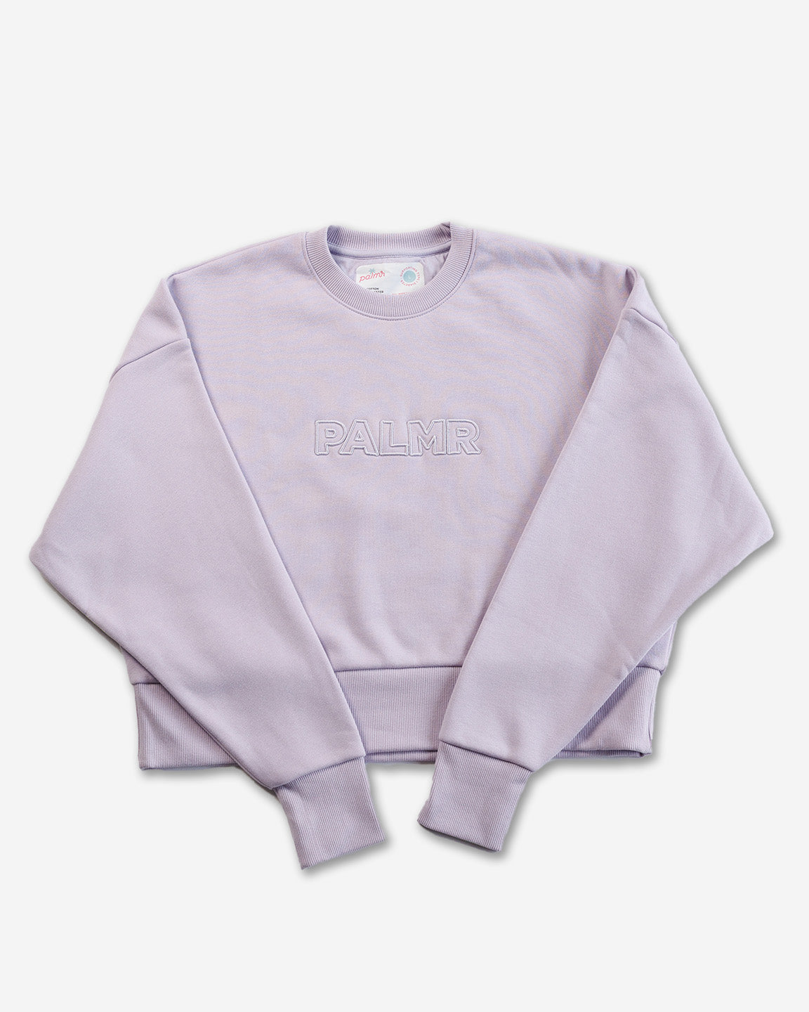 Palmr Style Womens Retreat Crew Sweatshirt Crop Heavyweight lavender Resort Wear Selfcare T1D