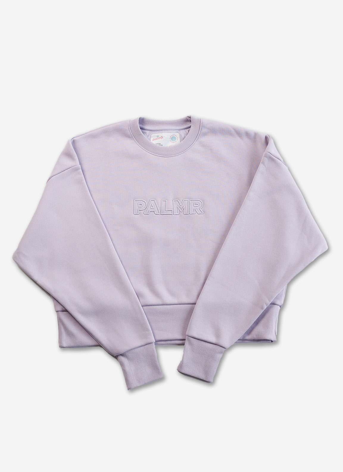 Palmr Style Womens Retreat Crew Sweatshirt Crop Heavyweight lavender Resort Wear Selfcare T1D