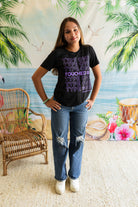 Palmr Style Unisex Touched By Type One Black Tee Supporting T1D Soft Short Sleeve Palm Tree Resort wear Self-Care