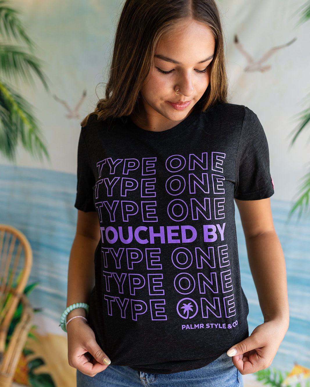 Palmr-Style-Womens-Support-Touched-By-Type-1-tee-Black-Triblend-Short-sleeve-Shirt-Soft-Palm-Tree-Selfcare-T1D-new-6