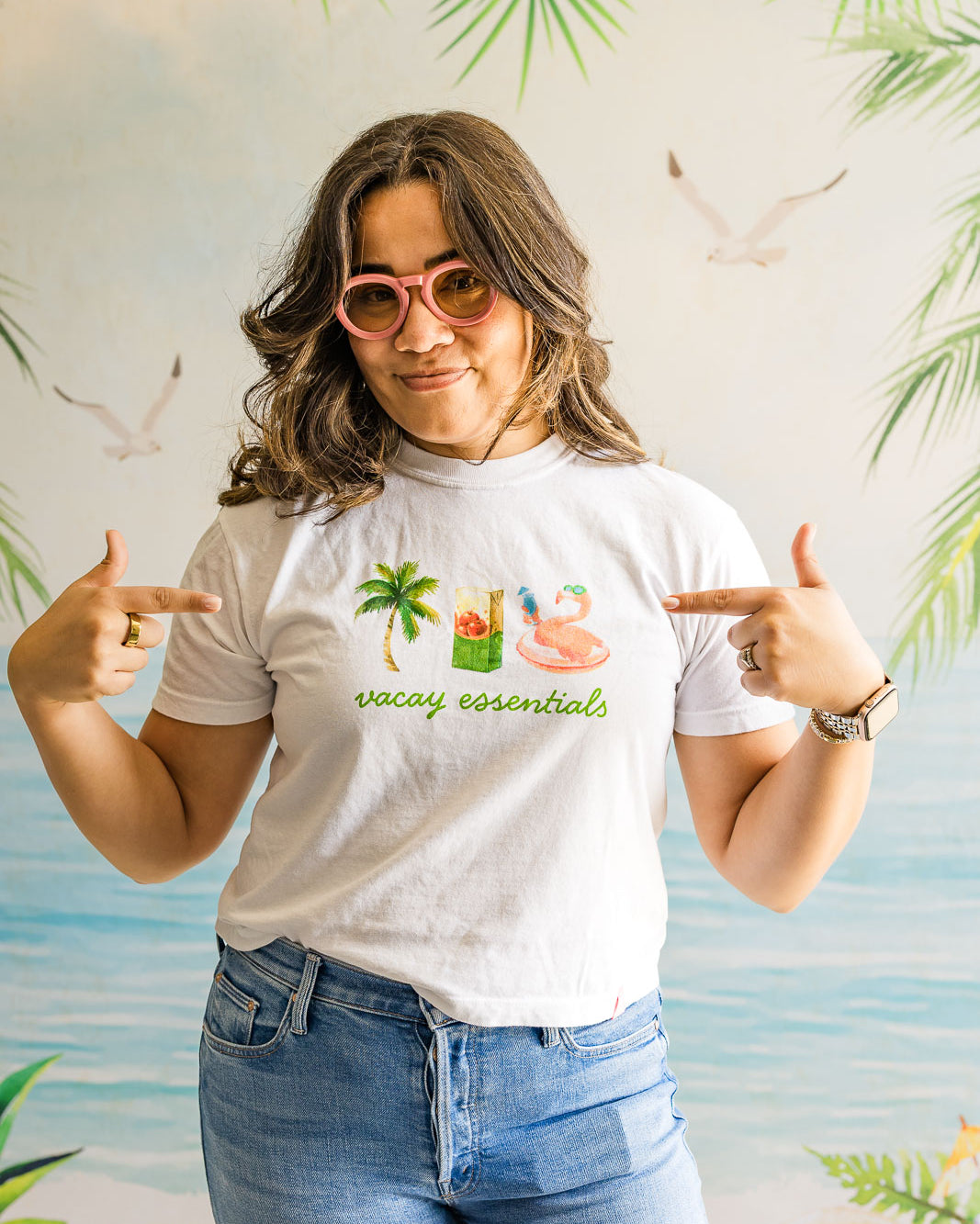 Palmr Style Womens Vacay Essentials Boxy Tee Palm Tree Resort Wear Selfcare T1D