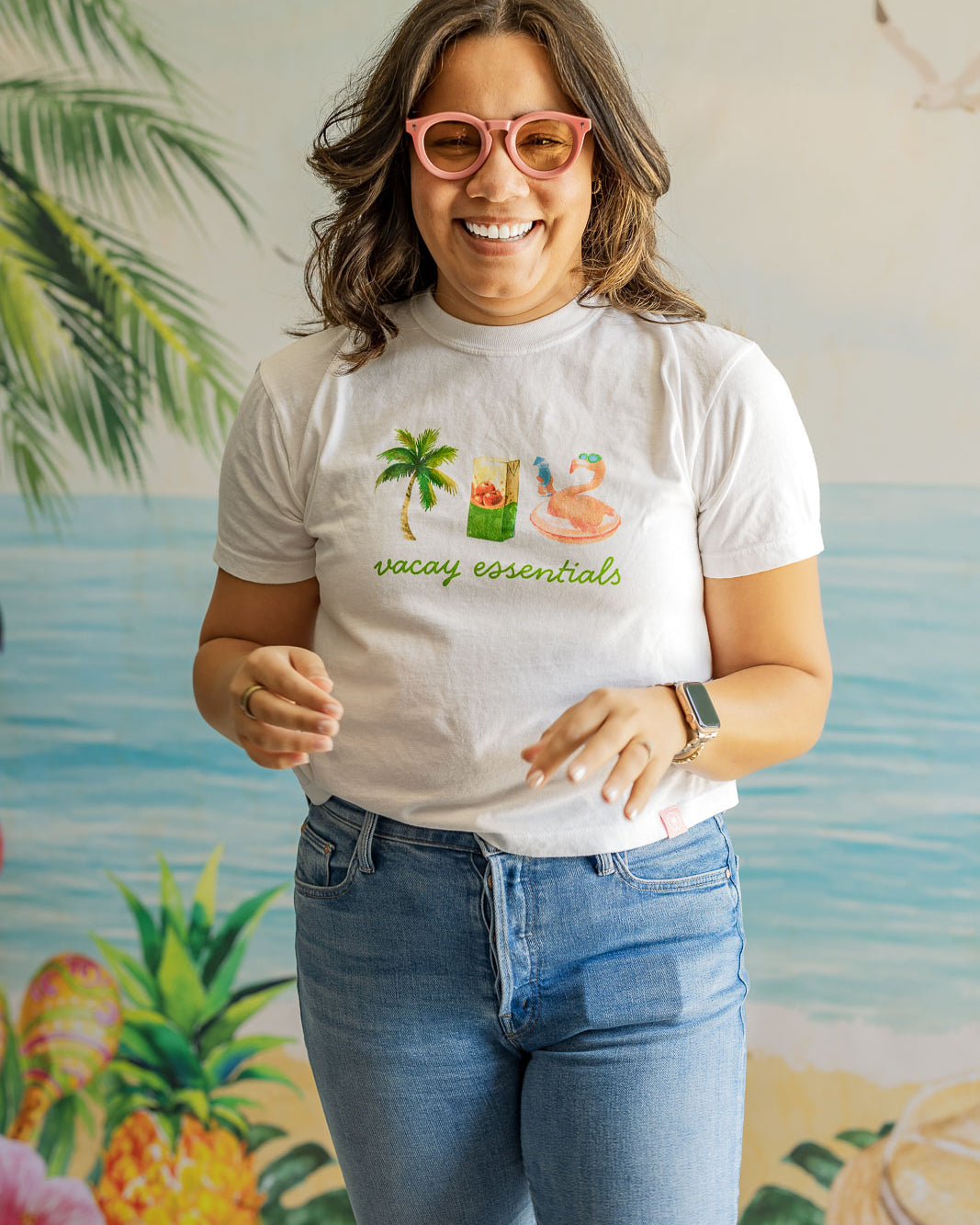 Palmr Style Womens Vacay Essentials Boxy Tee Palm Tree Resort Wear Selfcare T1D