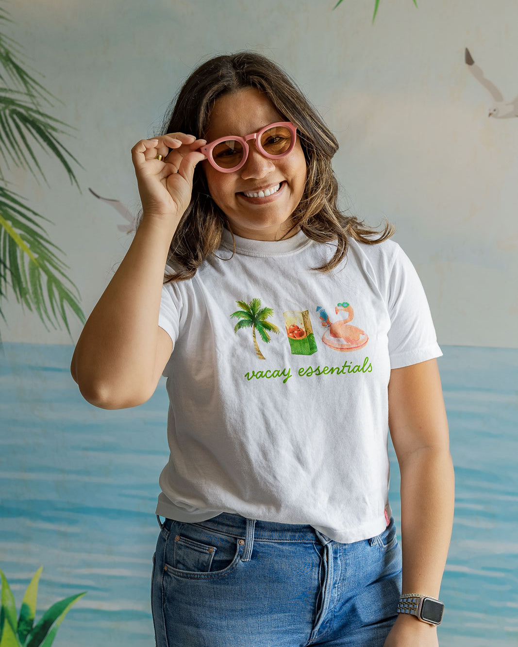 Palmr Style Womens Vacay Essentials Boxy Tee Palm Tree Resort Wear Selfcare T1D