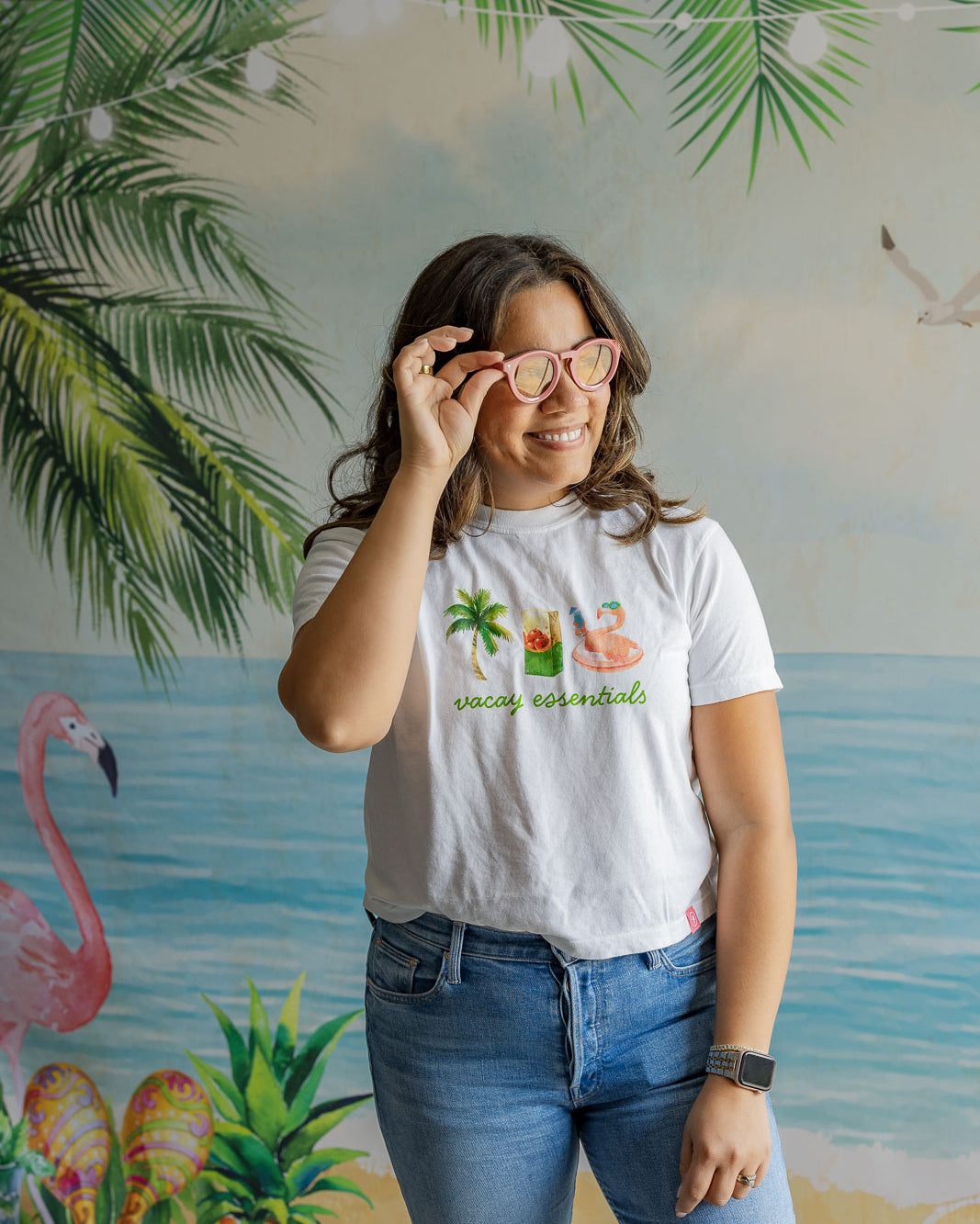 Palmr Style Womens Vacay Essentials Boxy Tee Palm Tree Resort Wear Selfcare T1D