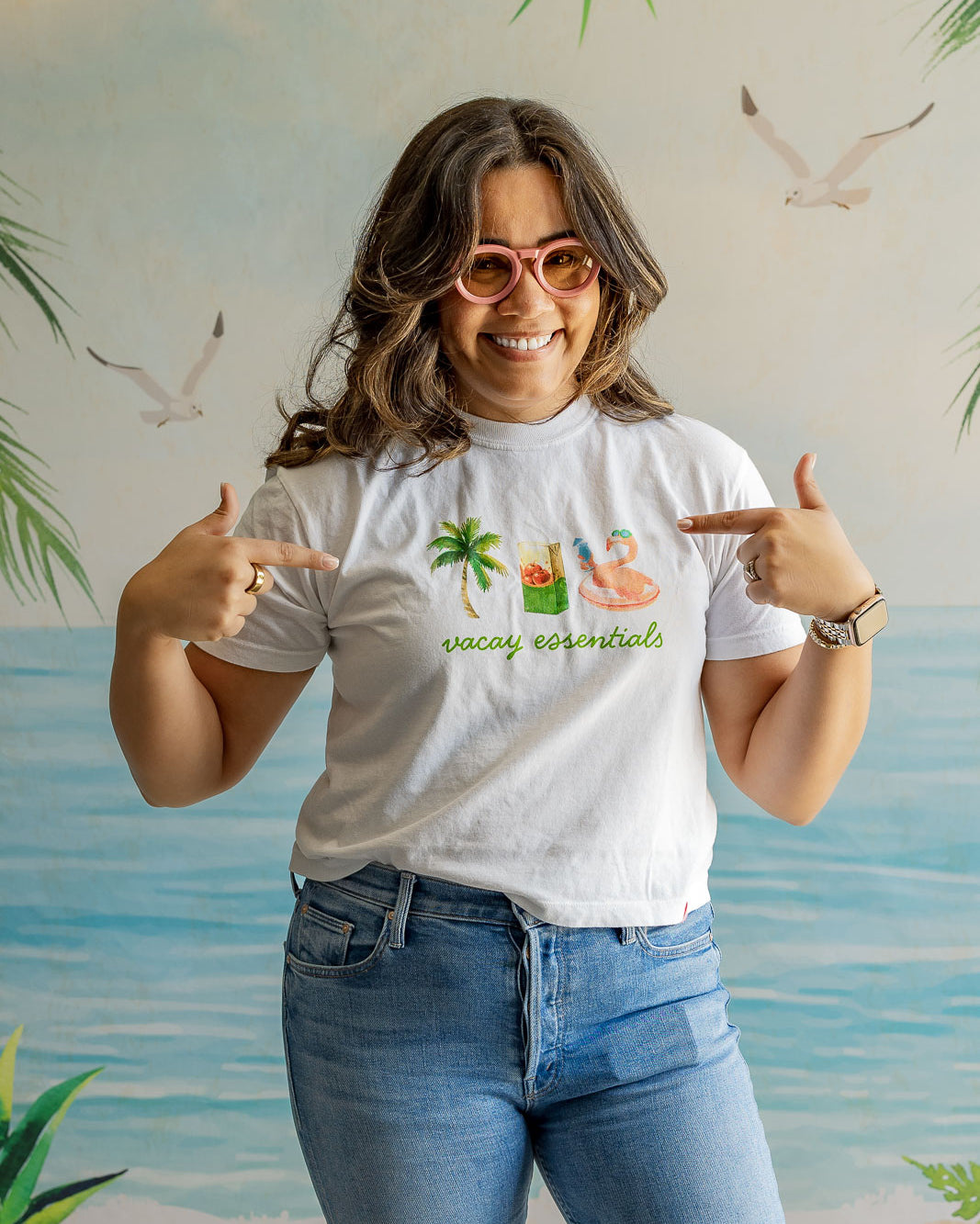 Palmr Style Womens Vacay Essentials Boxy Tee Palm Tree Resort Wear Selfcare T1D