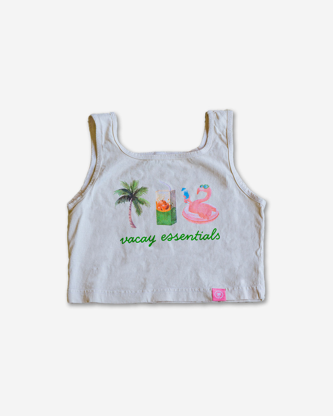 Palmr Style Womens Vacay Essentials Crop Tank Palm Tree Resort Wear Selfcare T1D