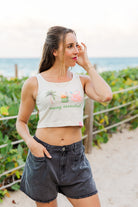 Palmr Style Womens Vacay Essentials Crop Tank Palm Tree Resort Wear Selfcare T1D