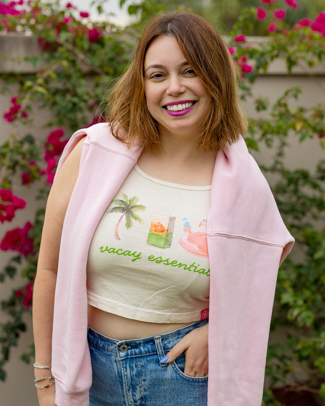 Palmr Style Womens Vacay Essentials Crop Tank Palm Tree Resort Wear Selfcare T1D