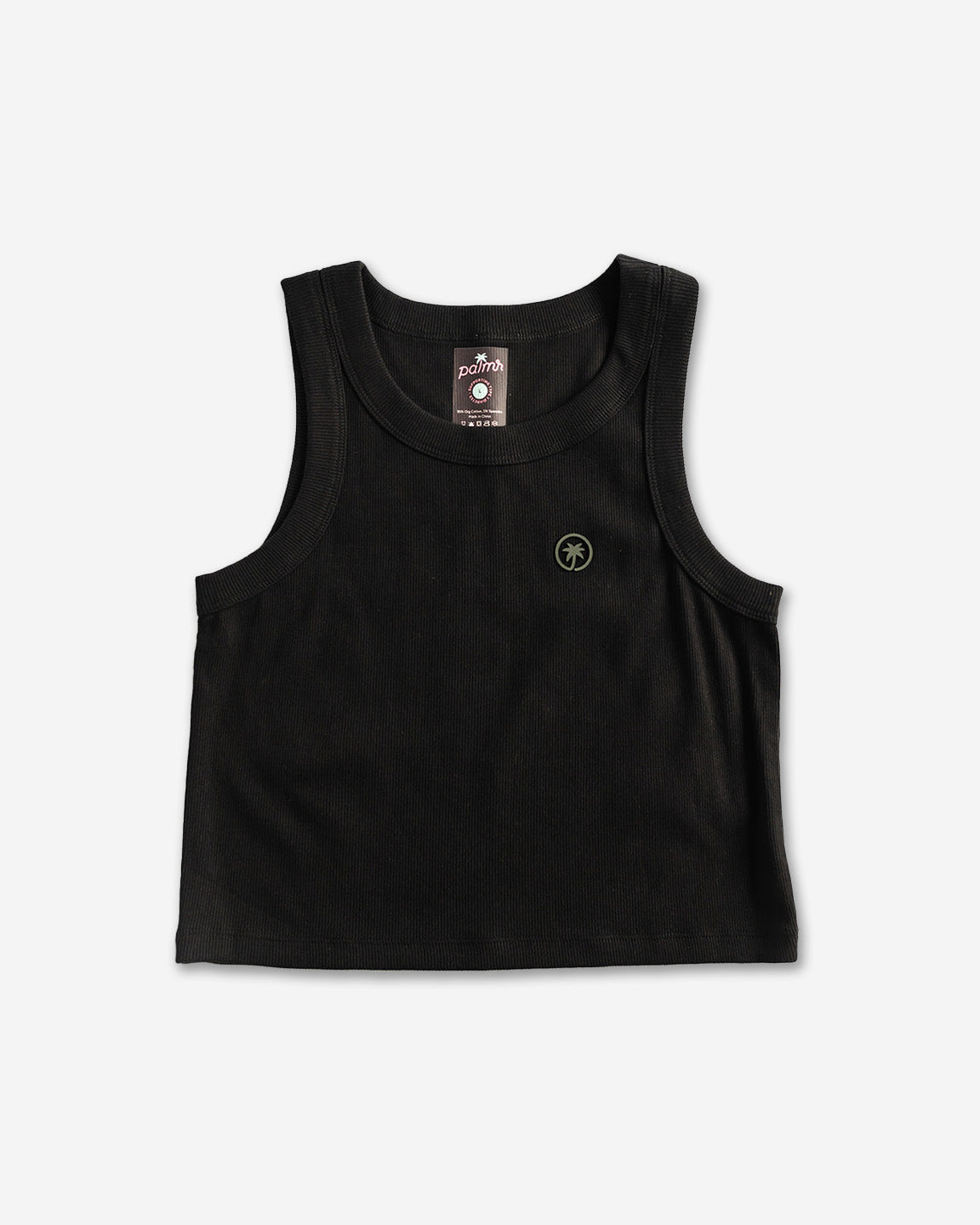 Palmr Style Womens Warrior Black Rib Tank Crop Cropped Athleisure Resort Wear Self-Care T1D