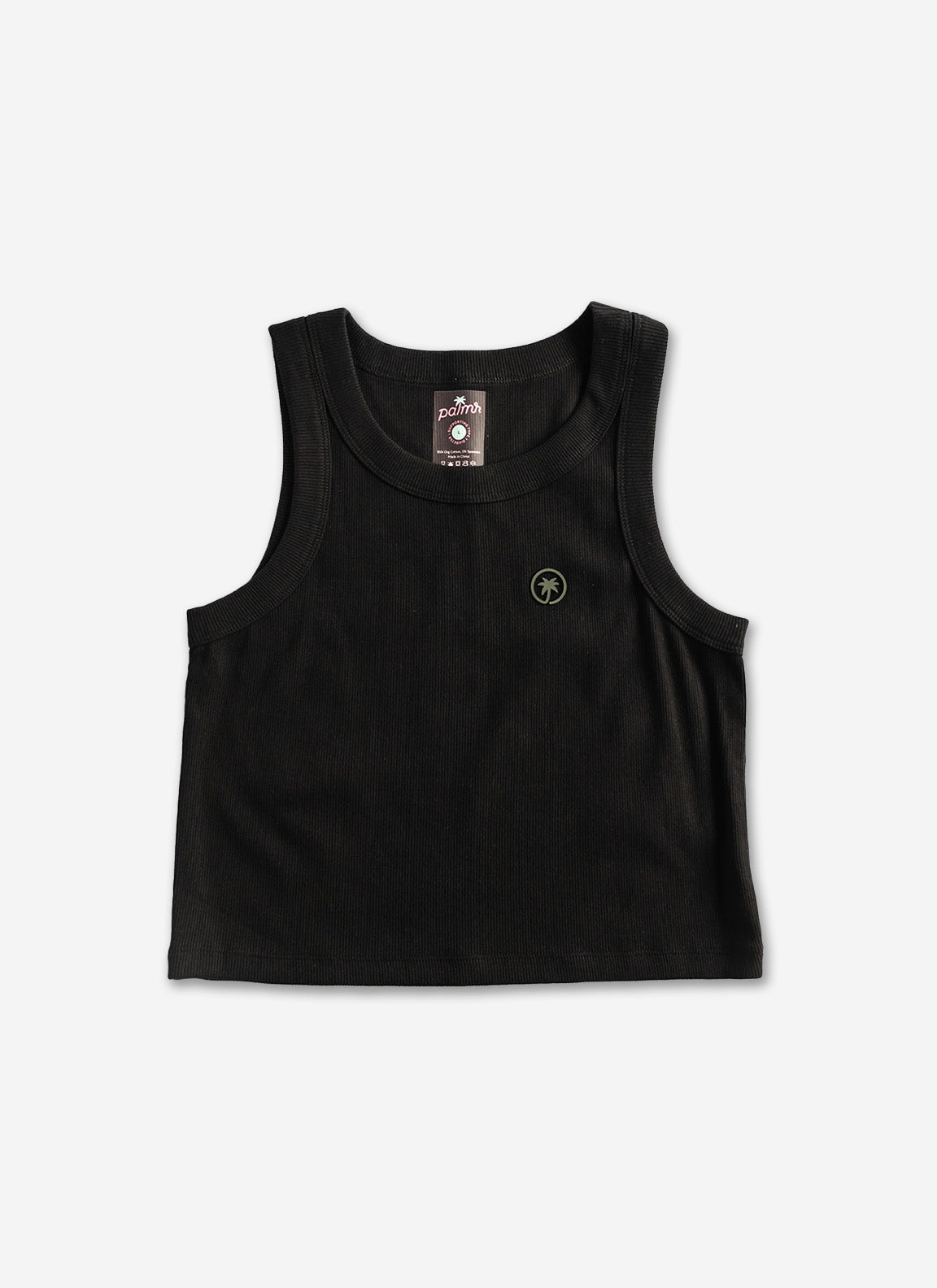 Palmr Style Womens Warrior Black Rib Tank Crop Cropped Athleisure Resort Wear Self-Care T1D