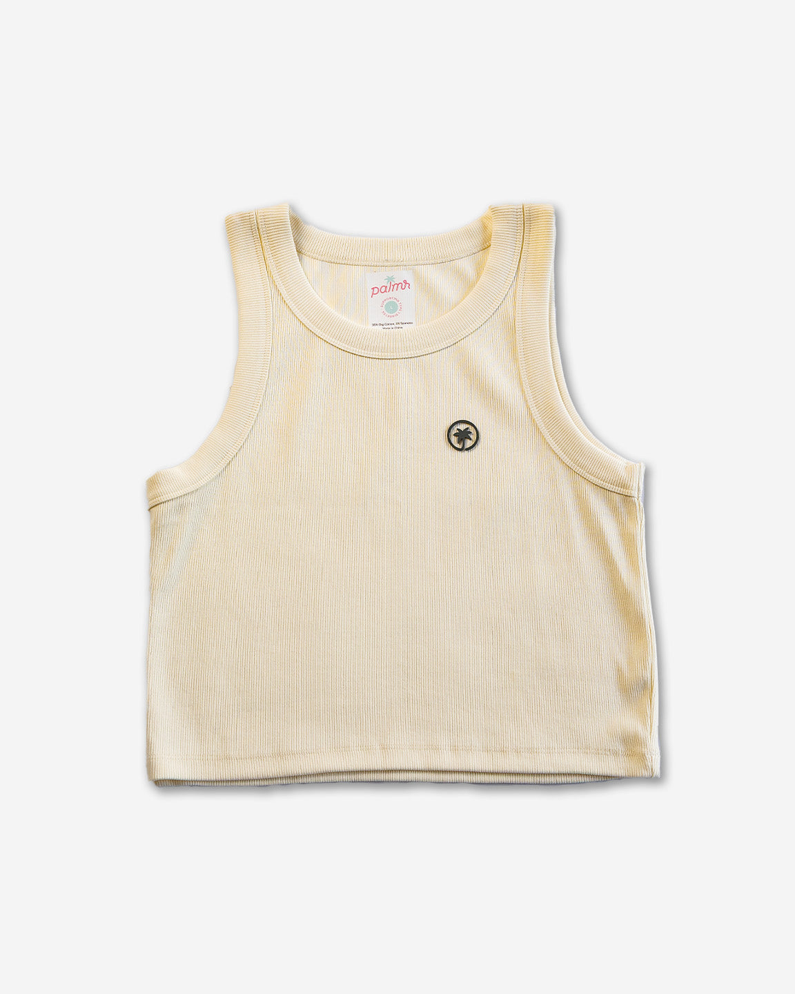 Palmr Style Womens Warrior Cream Rib Tank Crop Cropped Athleisure Resort Wear Self-Care T1D