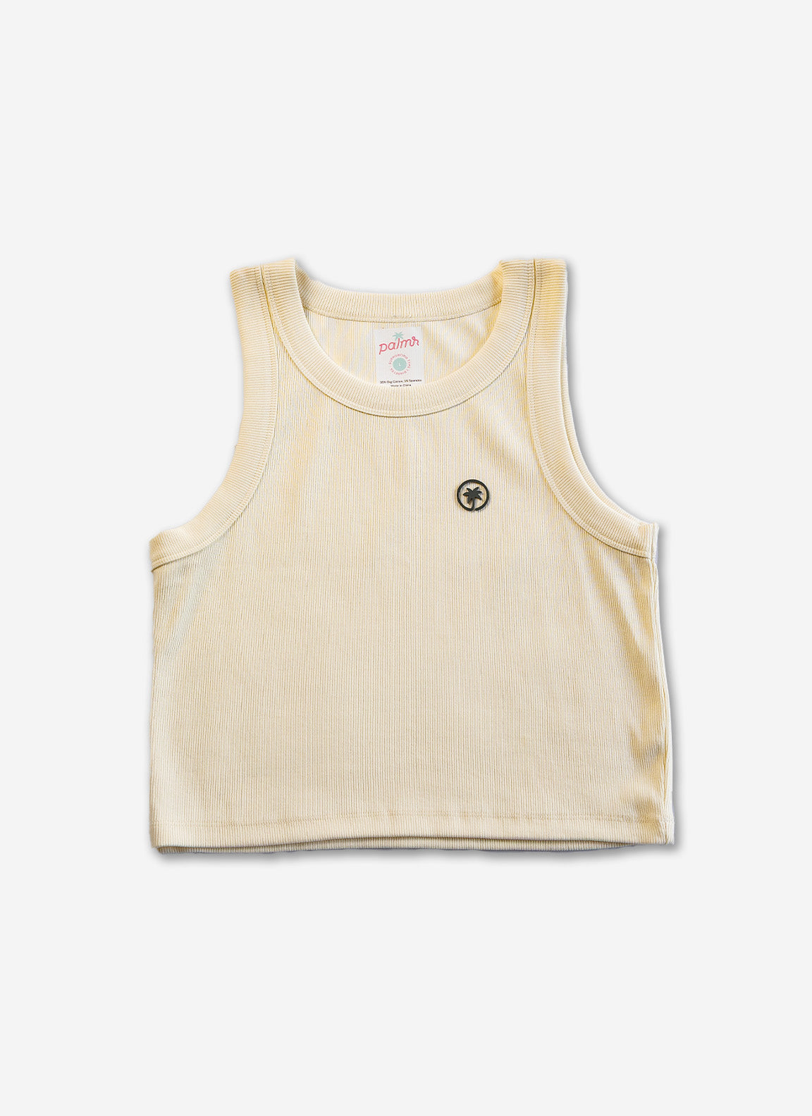 Palmr Style Womens Warrior Cream Rib Tank Crop Cropped Athleisure Resort Wear Self-Care T1D