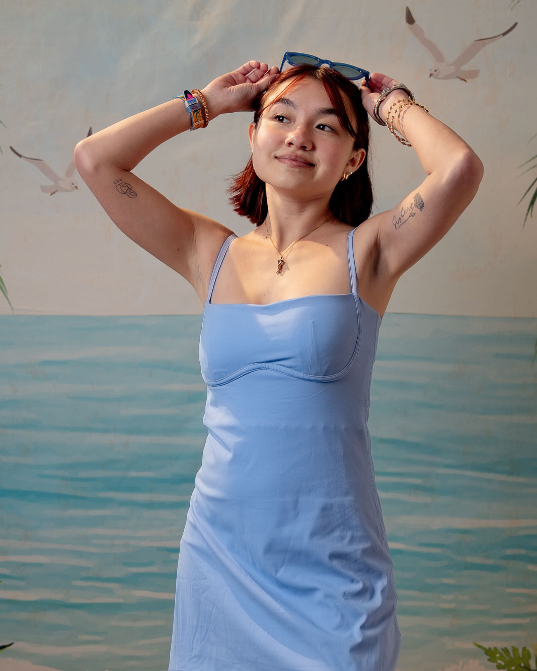 Palmr Style Womens blue haven dress pockets Resort Wear Selfcare T1D