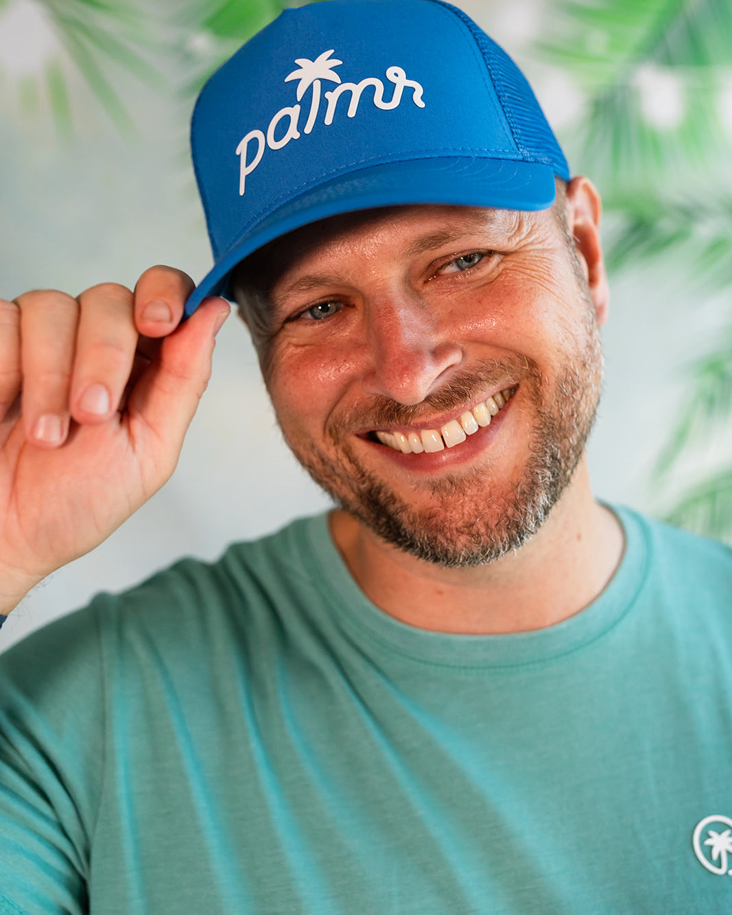 Palmr Style T1D Blue Trucker Hat Resort Wear Self-Care Type 1 Diabetes