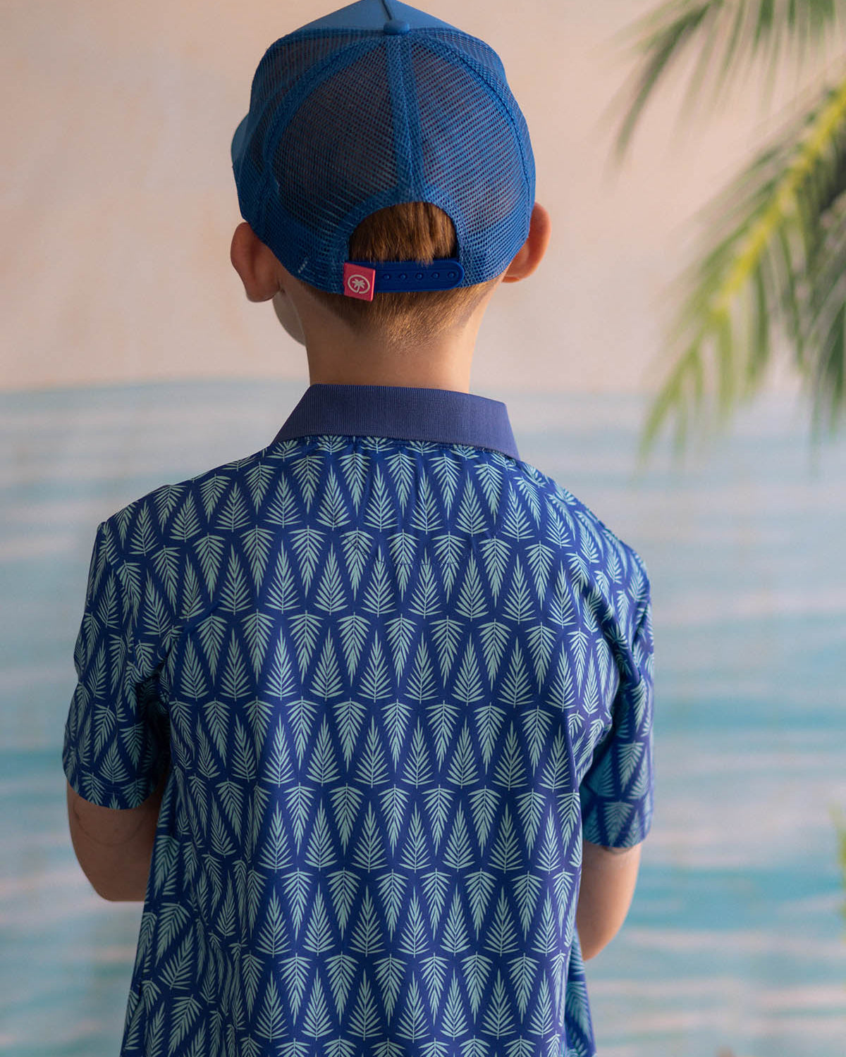 Palmr Style kids T1D Drive Polos Blue Palm Resort Wear Self-care T1D type1diabetes