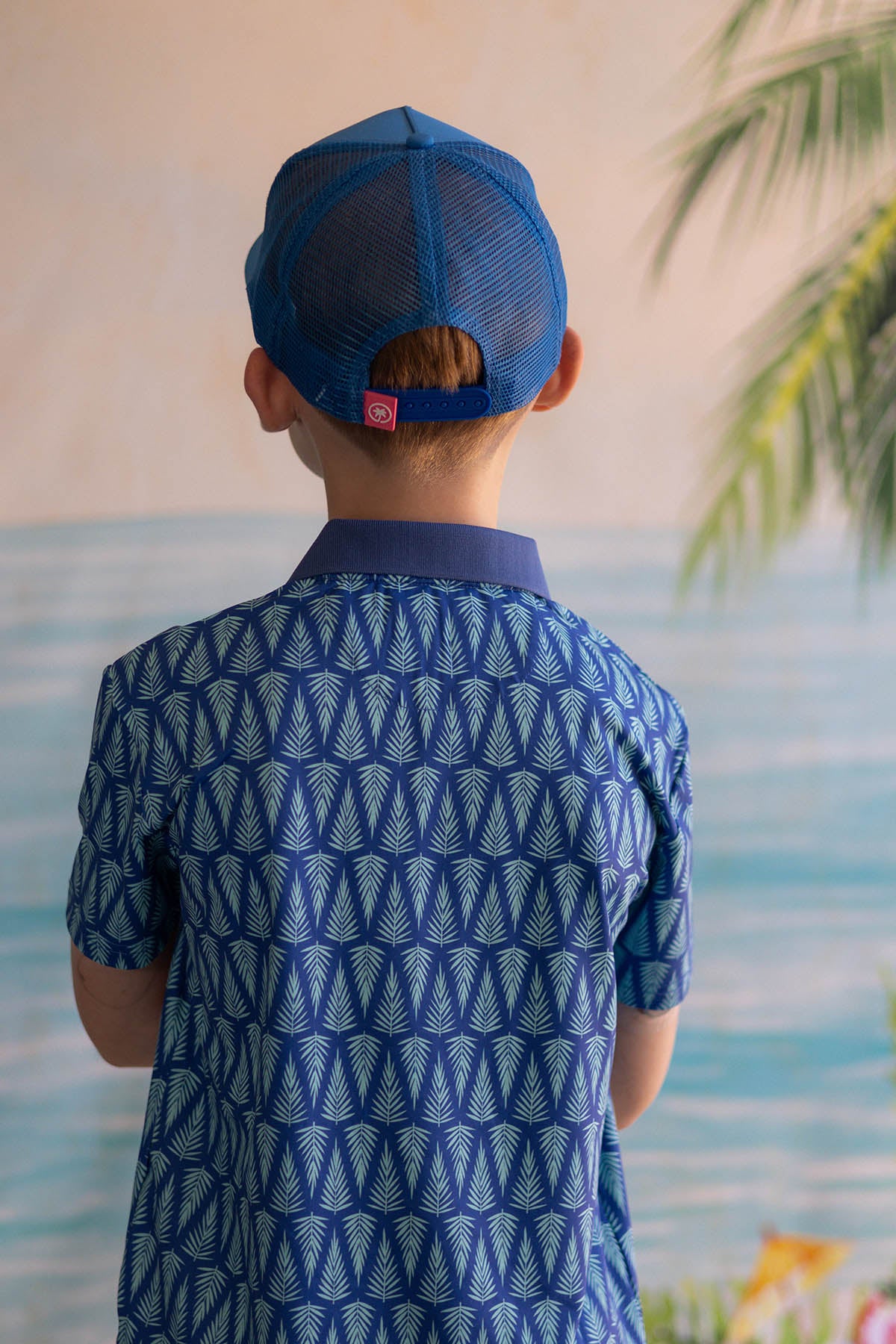 Palmr Style kids T1D Drive Polos Blue Palm Resort Wear Self-care T1D type1diabetes