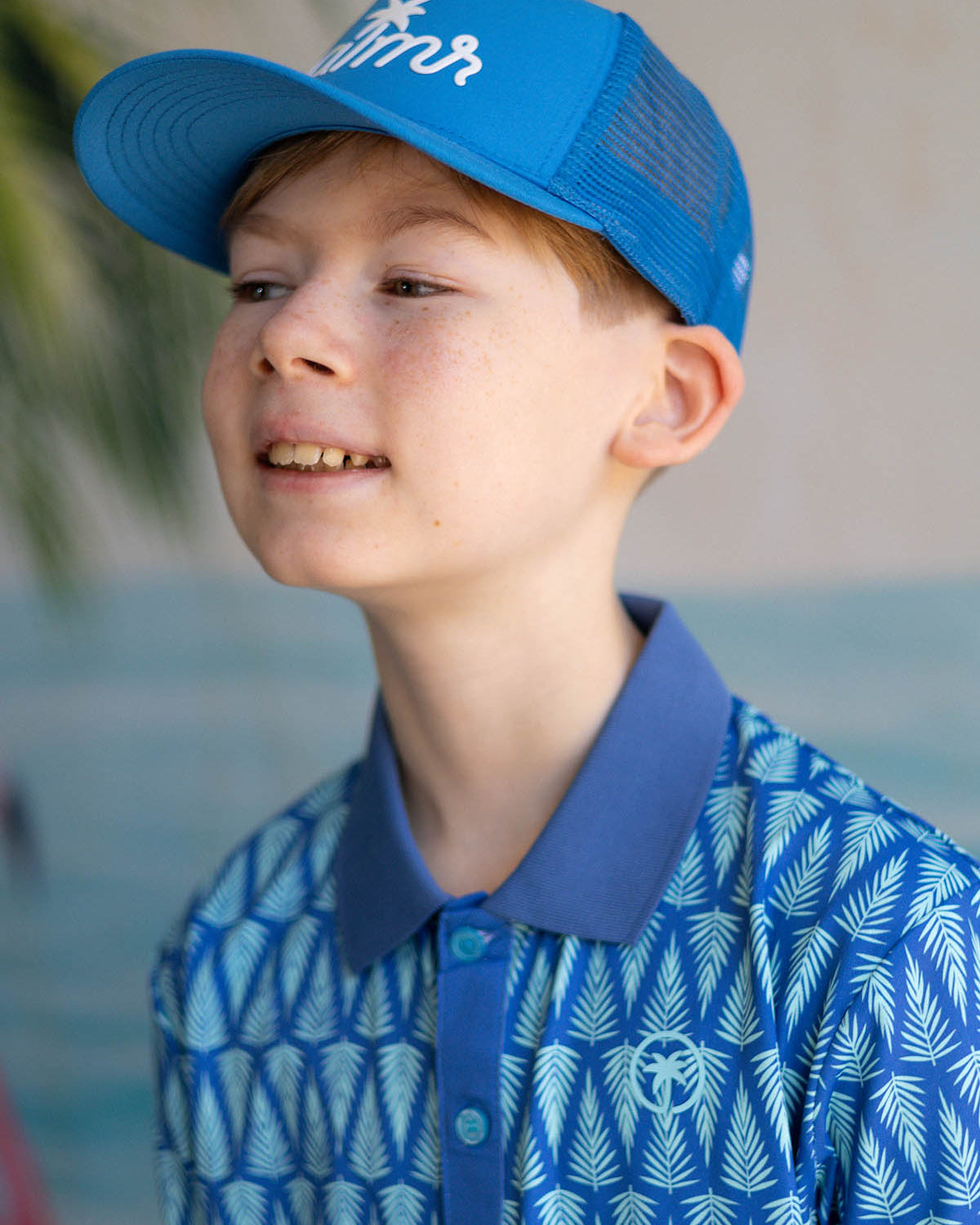 Palmr Style kids T1D Drive Polos Blue Palm Resort Wear Self-care T1D type1diabetes