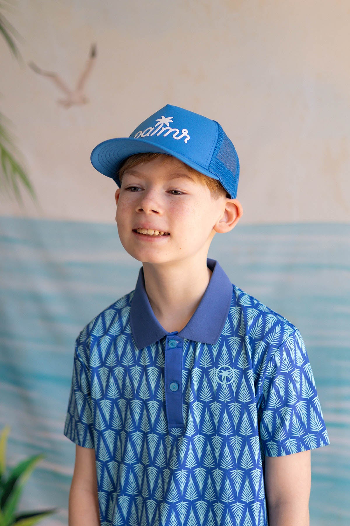 Palmr Style kids T1D Drive Polos Blue Palm Resort Wear Self-care T1D type1diabetes