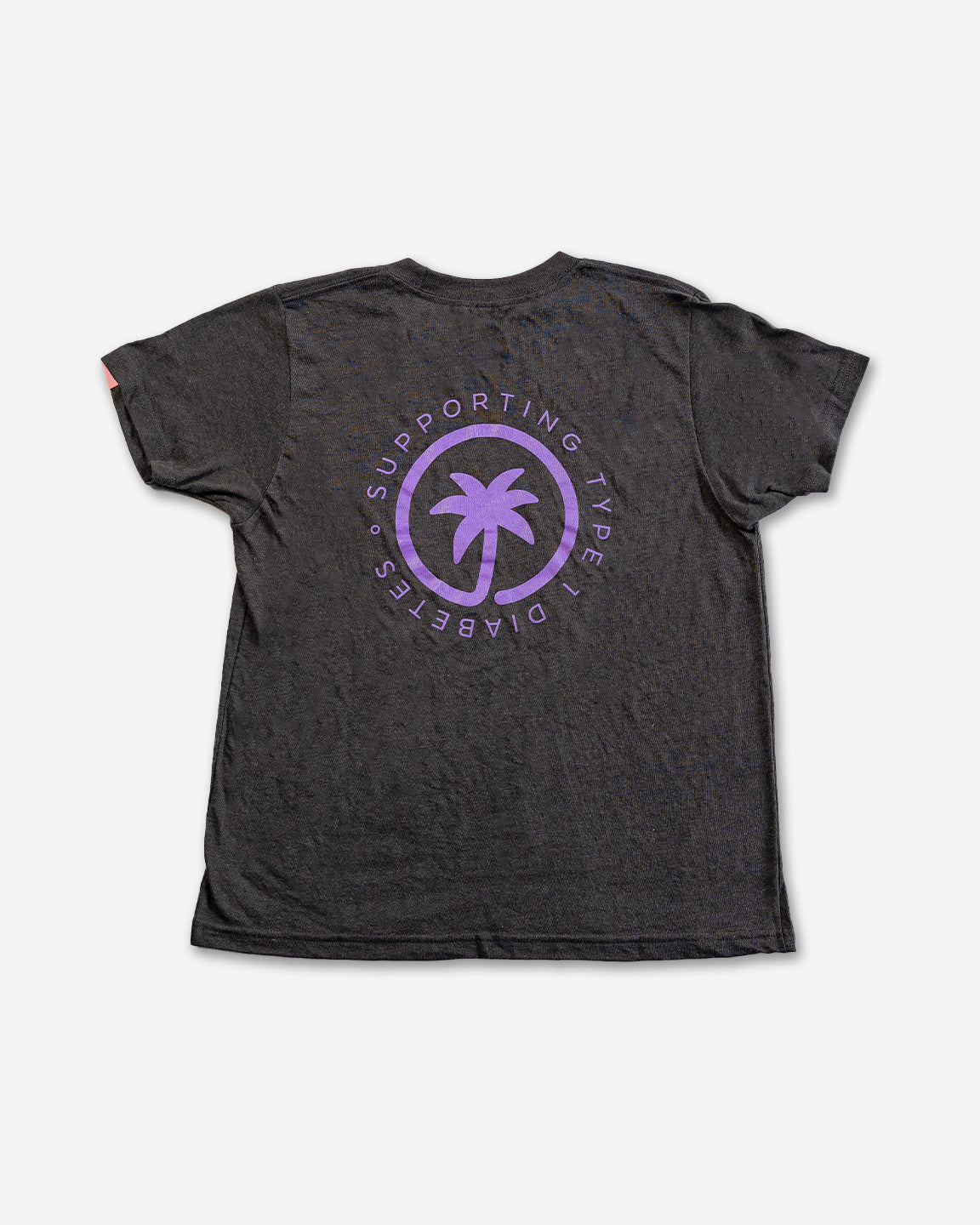 Palmr Style Youth Touched By Type One Black Tee Supporting T1D Soft Short Sleeve Palm Tree Resort wear Self-Care