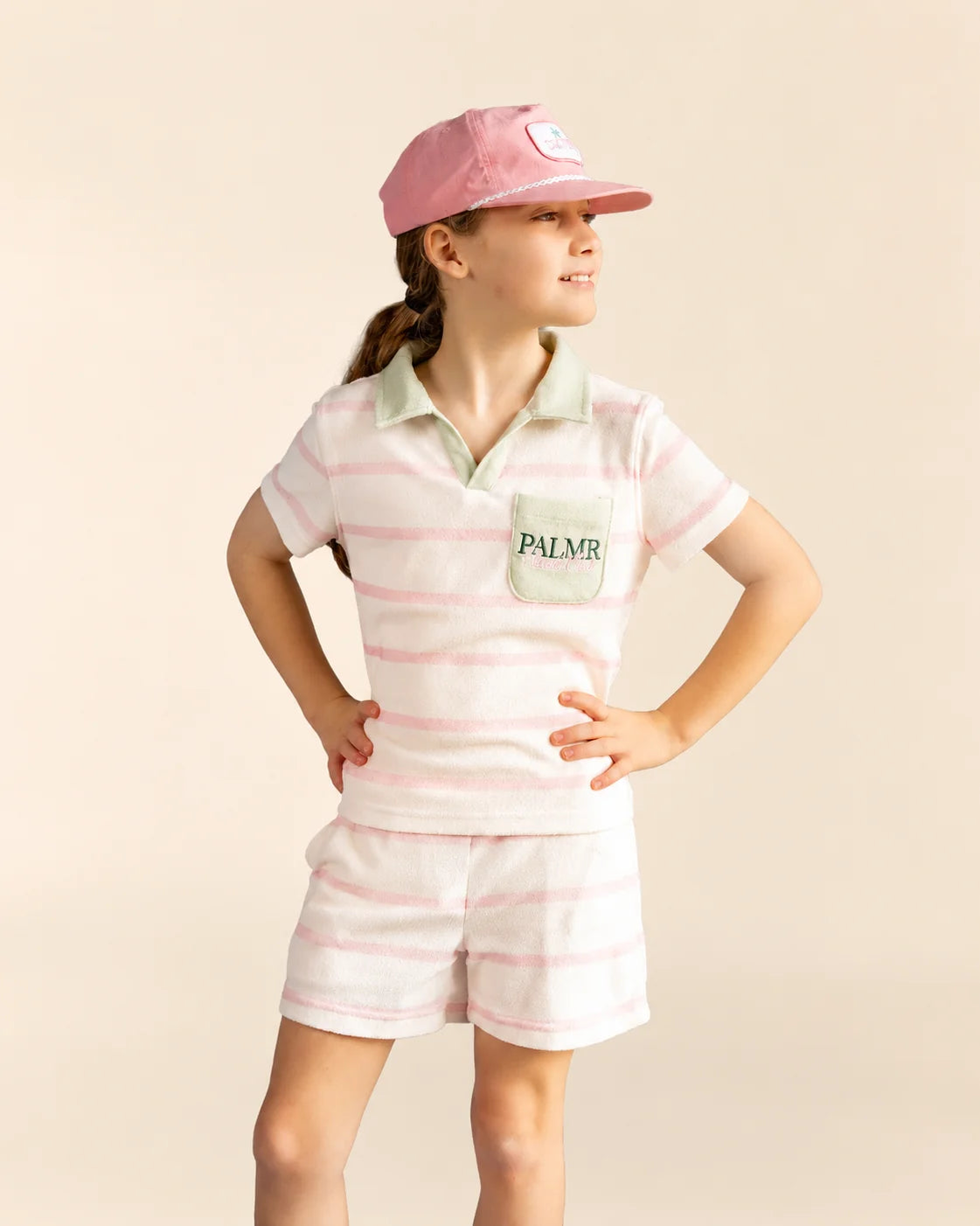 The Cabana Pink Stripe Girl's Top — view 3 | Palmr Style