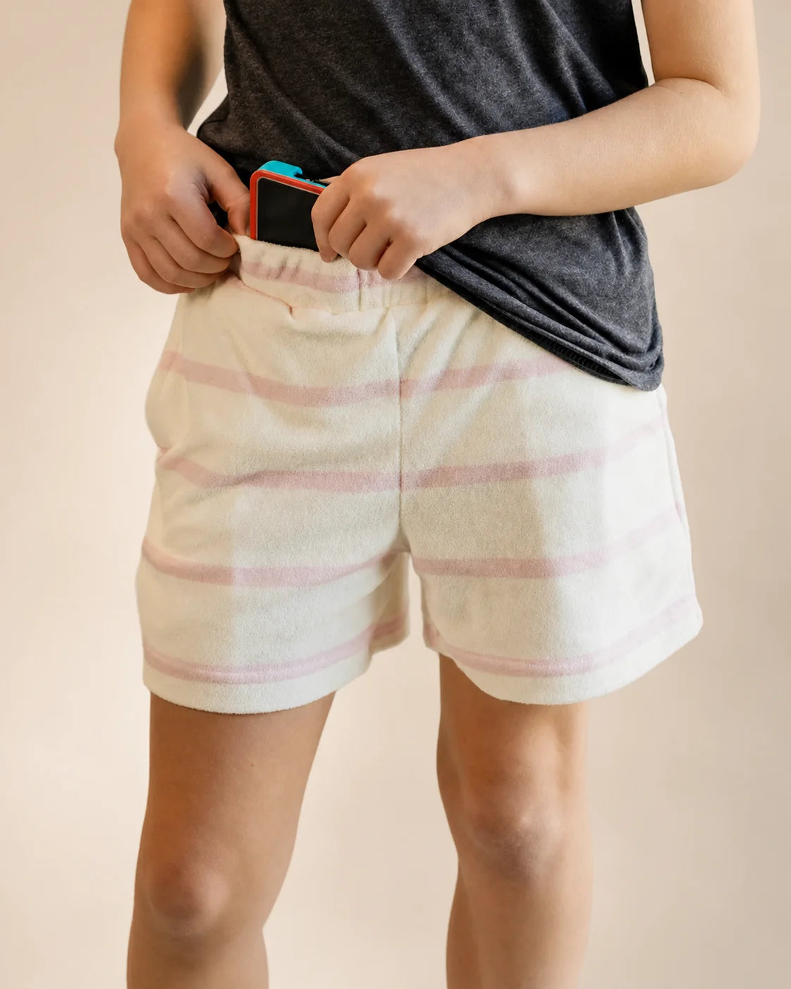 The Cabana Pink Stripe Girl's Shorts — view 6 | Palmr Style