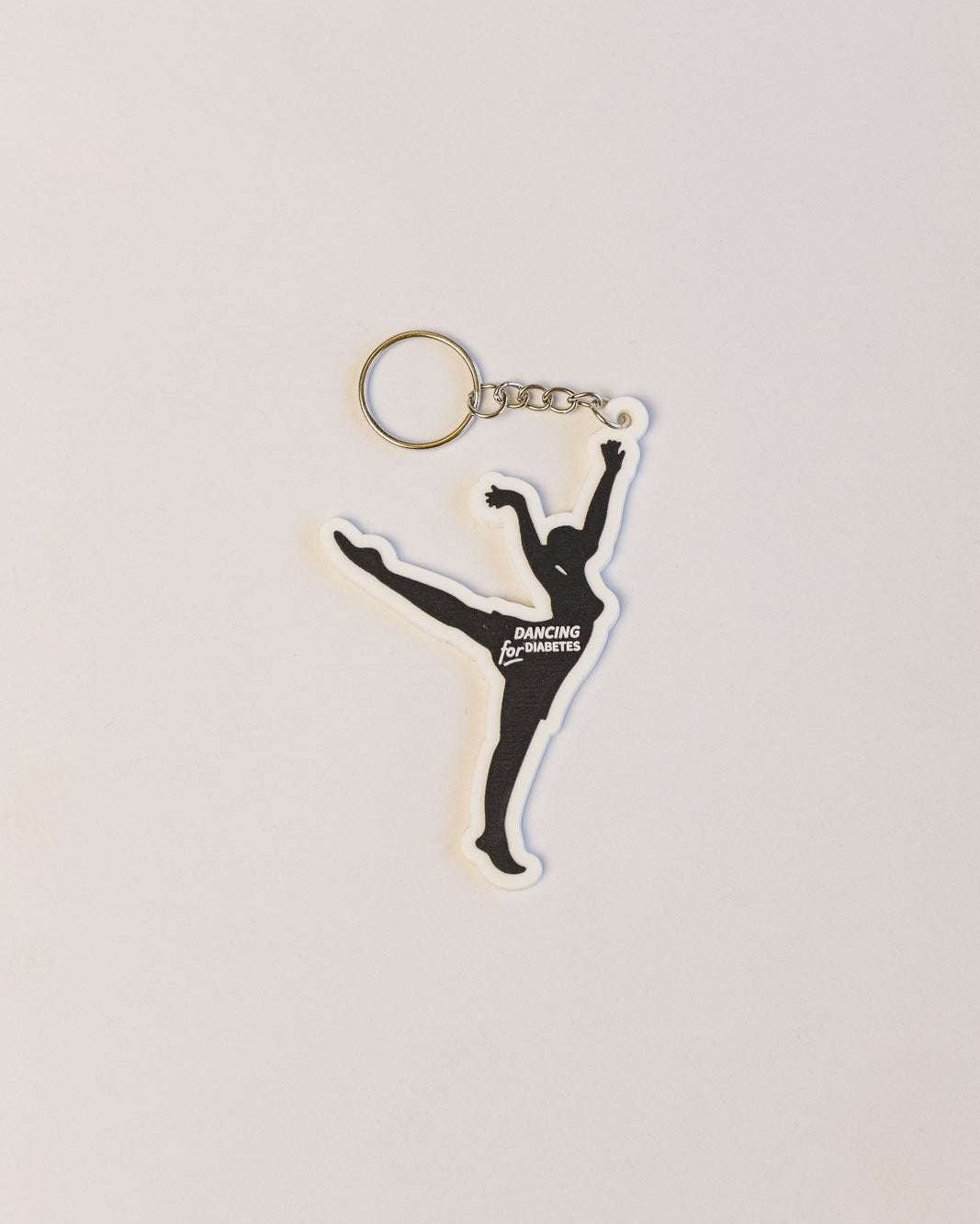 Dancing for Diabetes keychain with colorful design