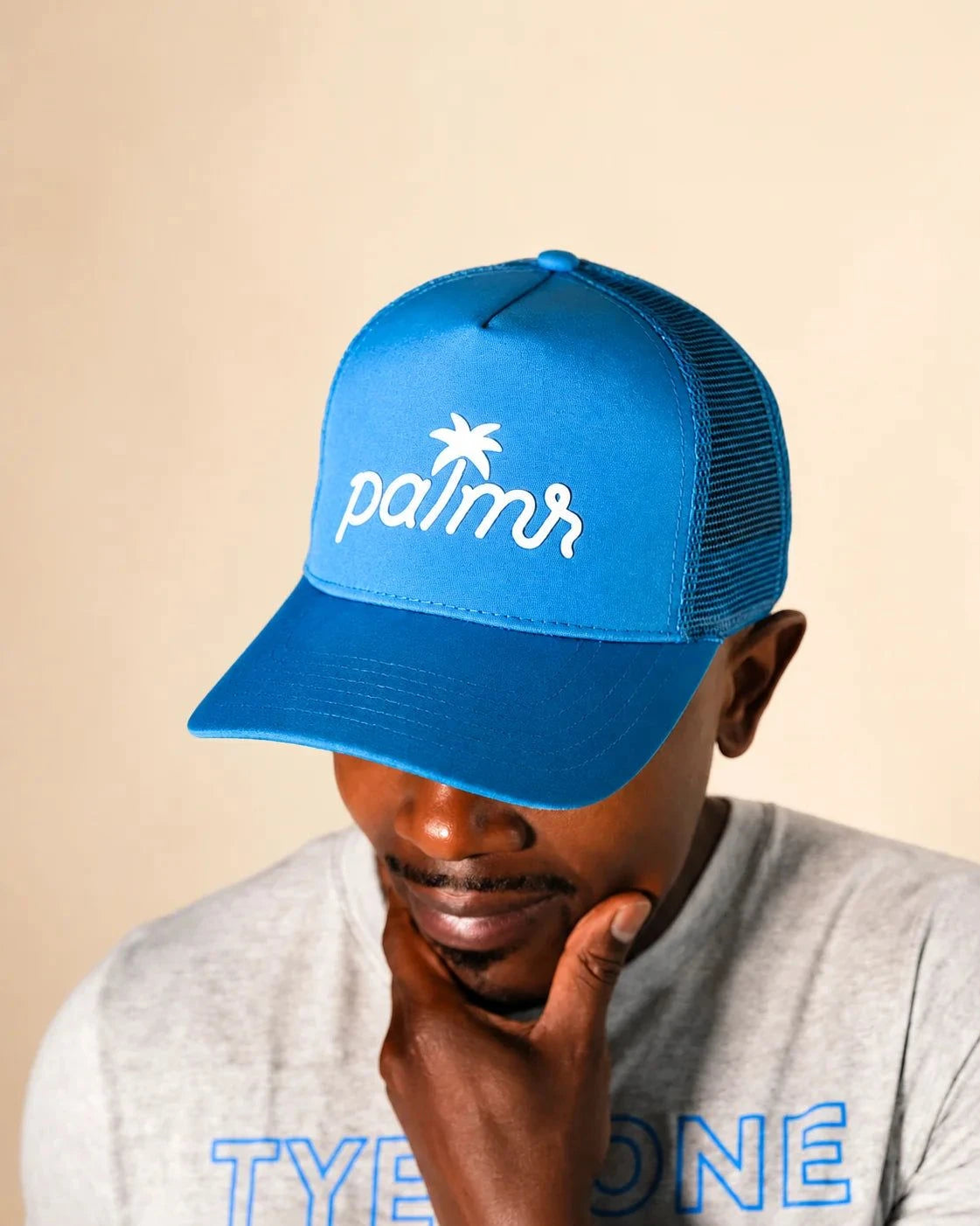 T1D Blue Trucker Hat — view 2 | Palmr Style