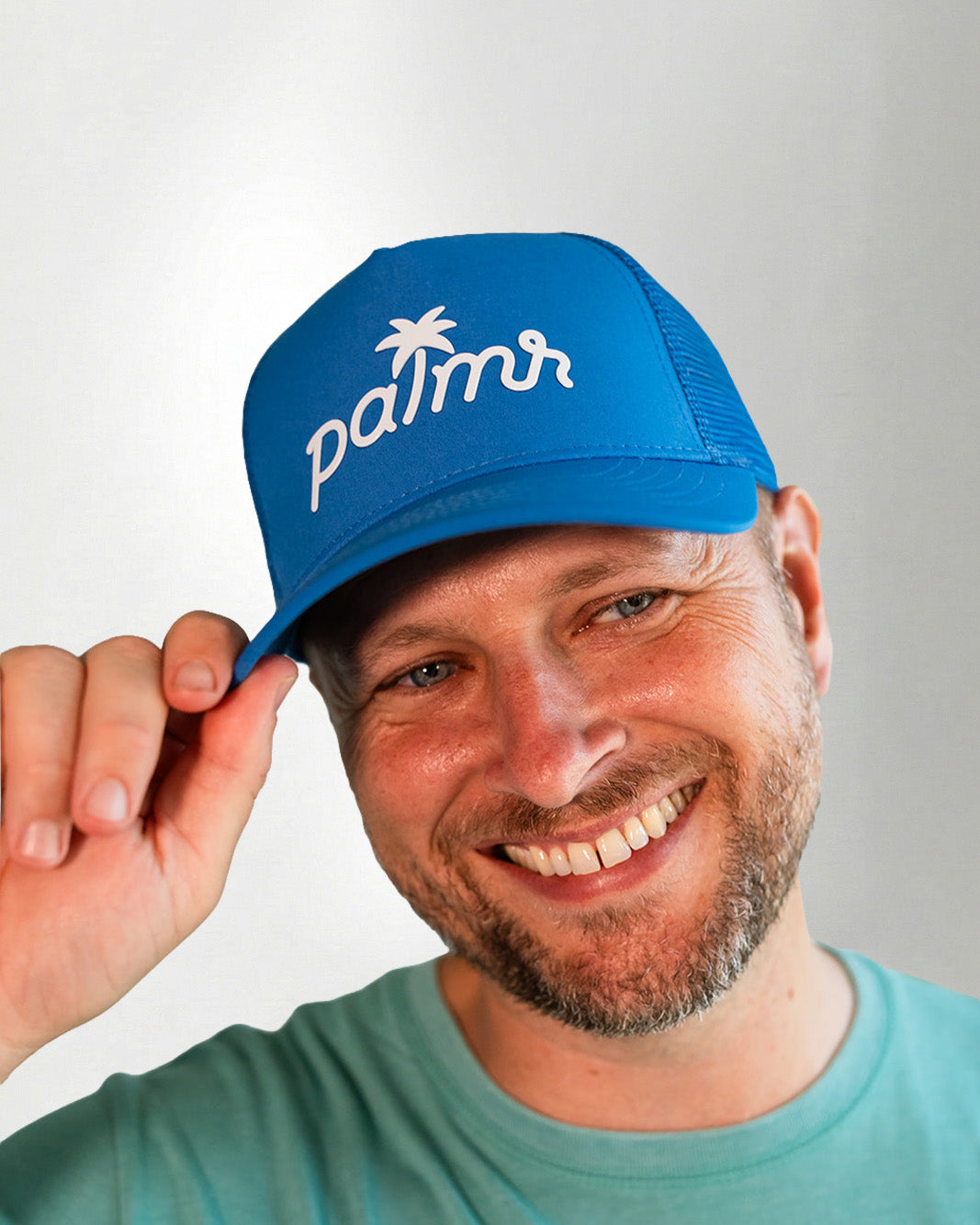 Palmr Style T1D Blue Trucker Hat Resort Wear Self-Care Type 1 Diabetes