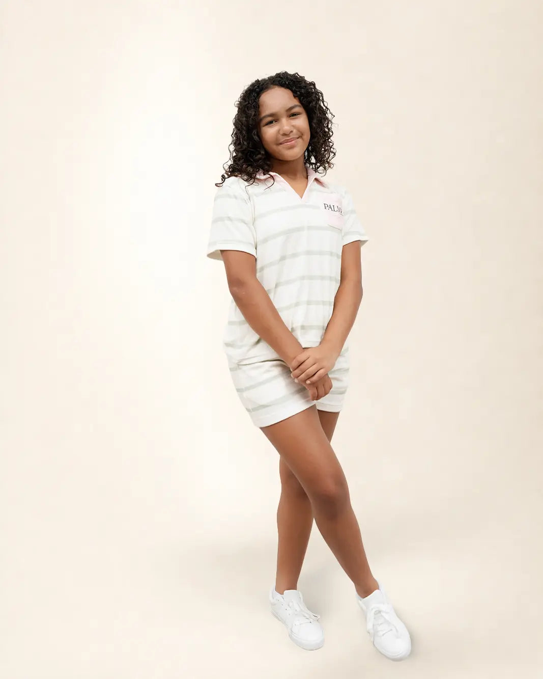 The Cabana Green Stripe Girl's Shorts