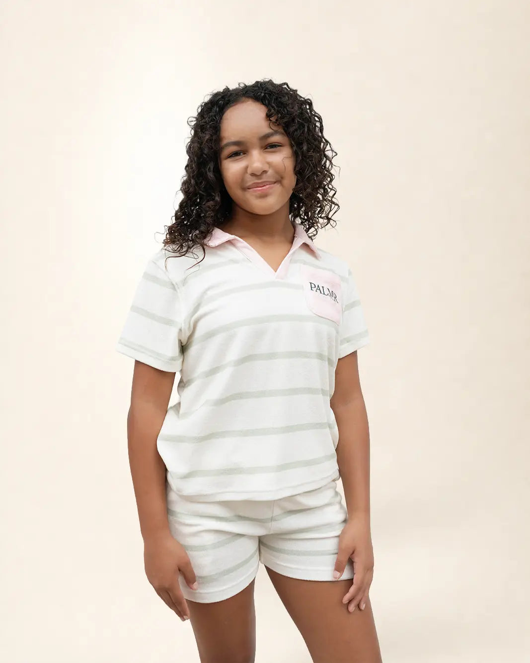 The Cabana Green Stripe Girl's Shorts