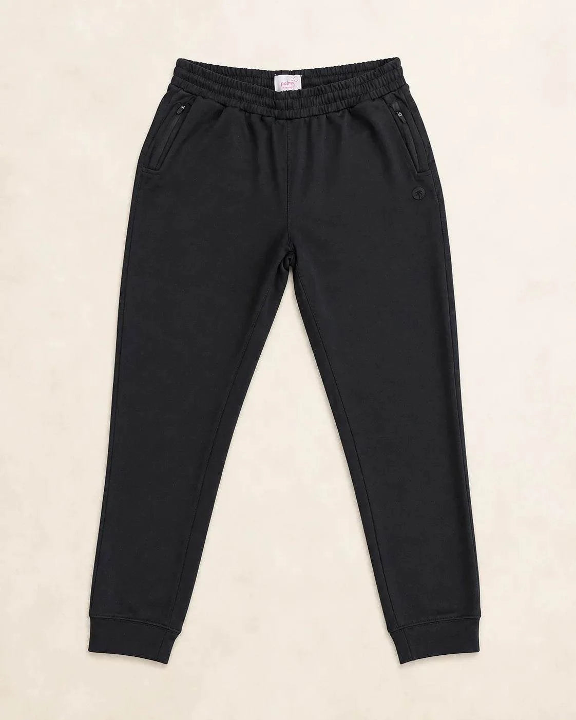 The All-Day Jogger black athletic tapered fit pants with zip pockets and elastic waist