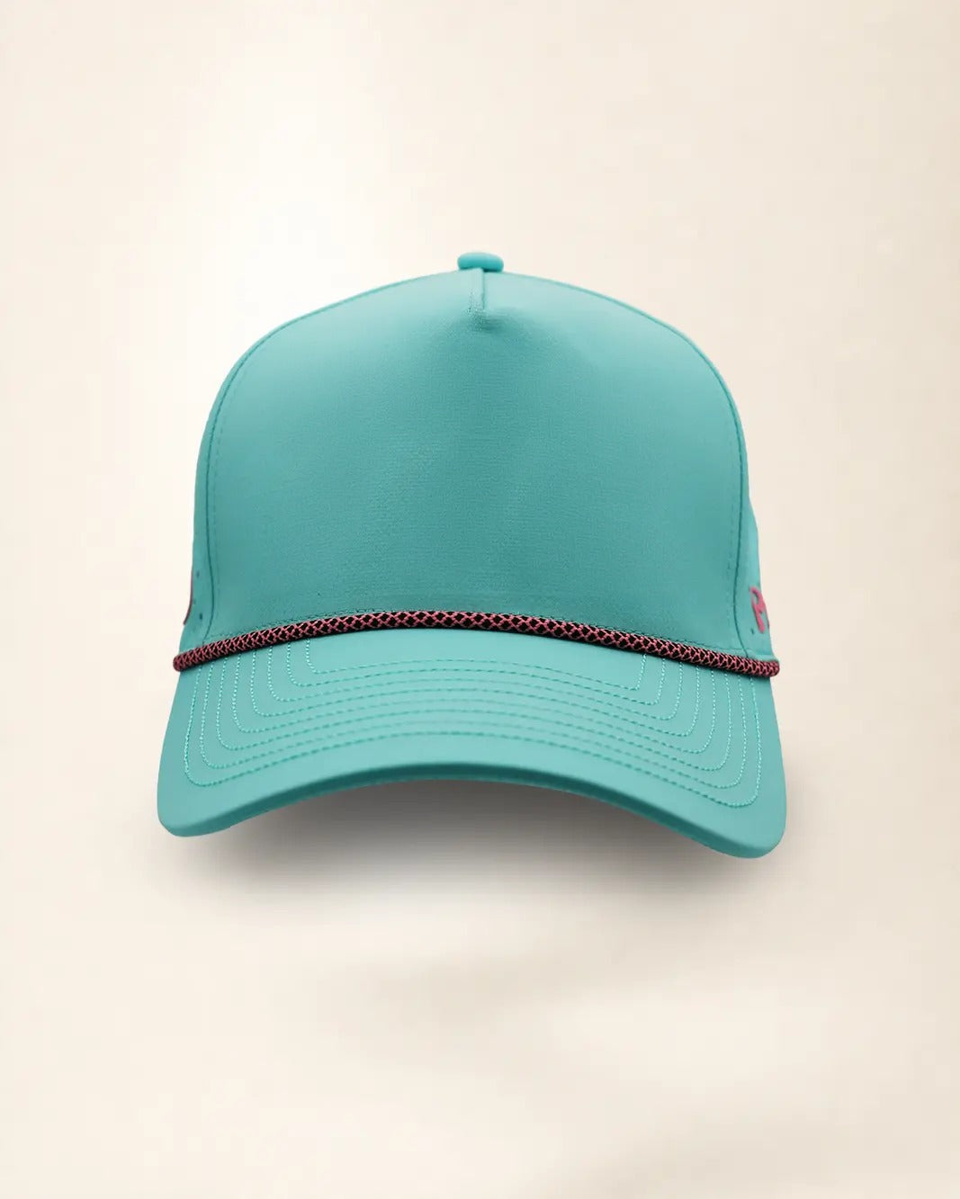 Custom Number Signature Hat in teal, front view