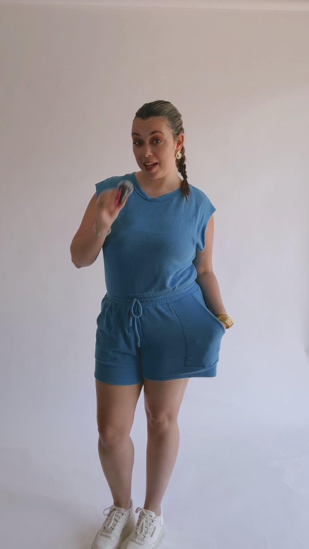 Palmr style womens tropical glow romper blue resort wear selfcare