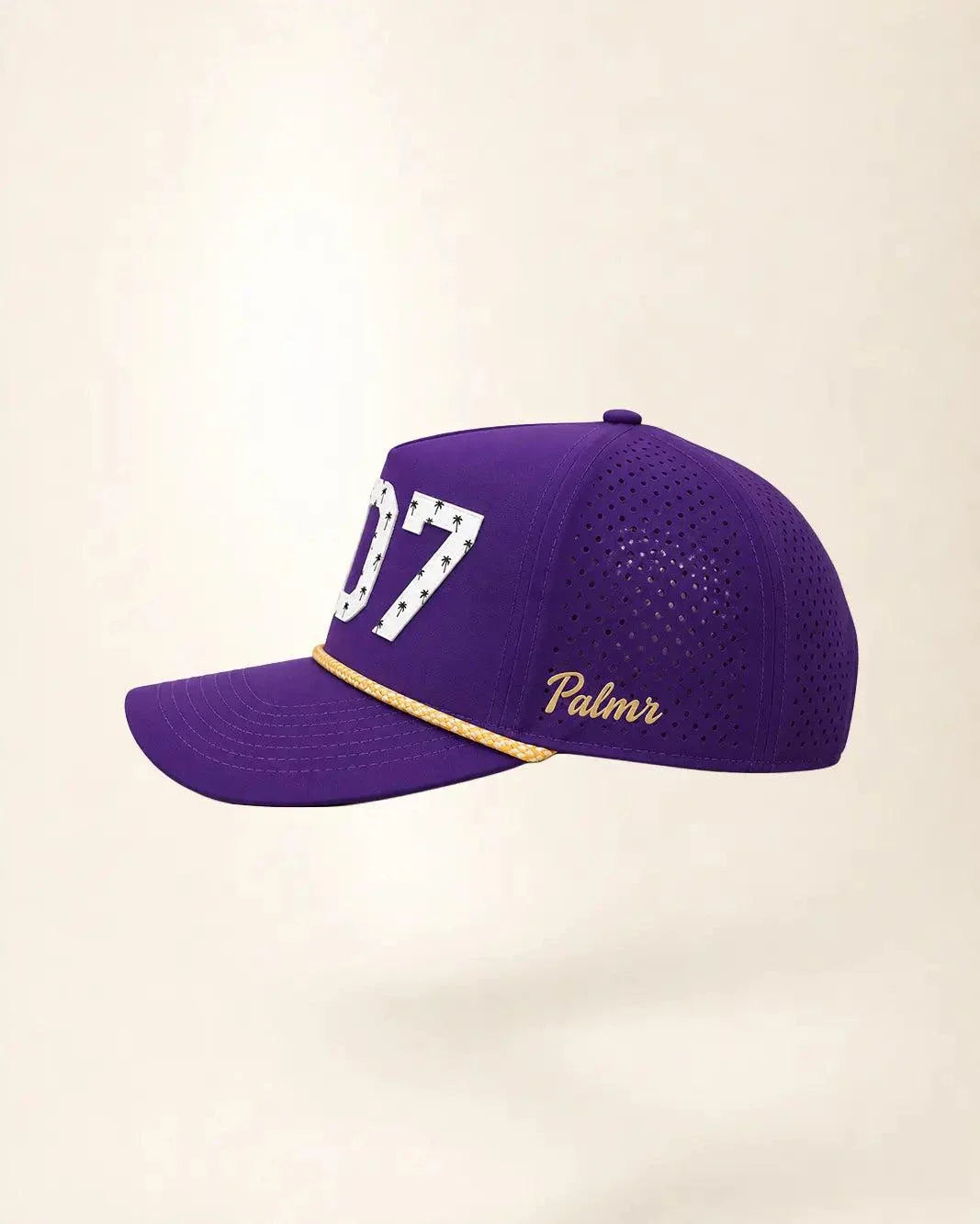 Purple and gold The 407 Hat with Orlando area code and silicone logo