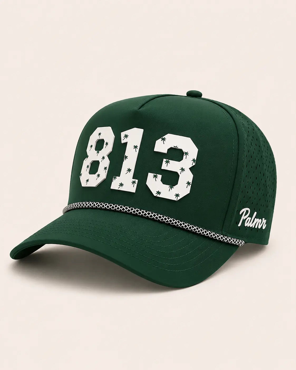 The Palmr 813 rope hat in palm green, Tampa Bay area code cap