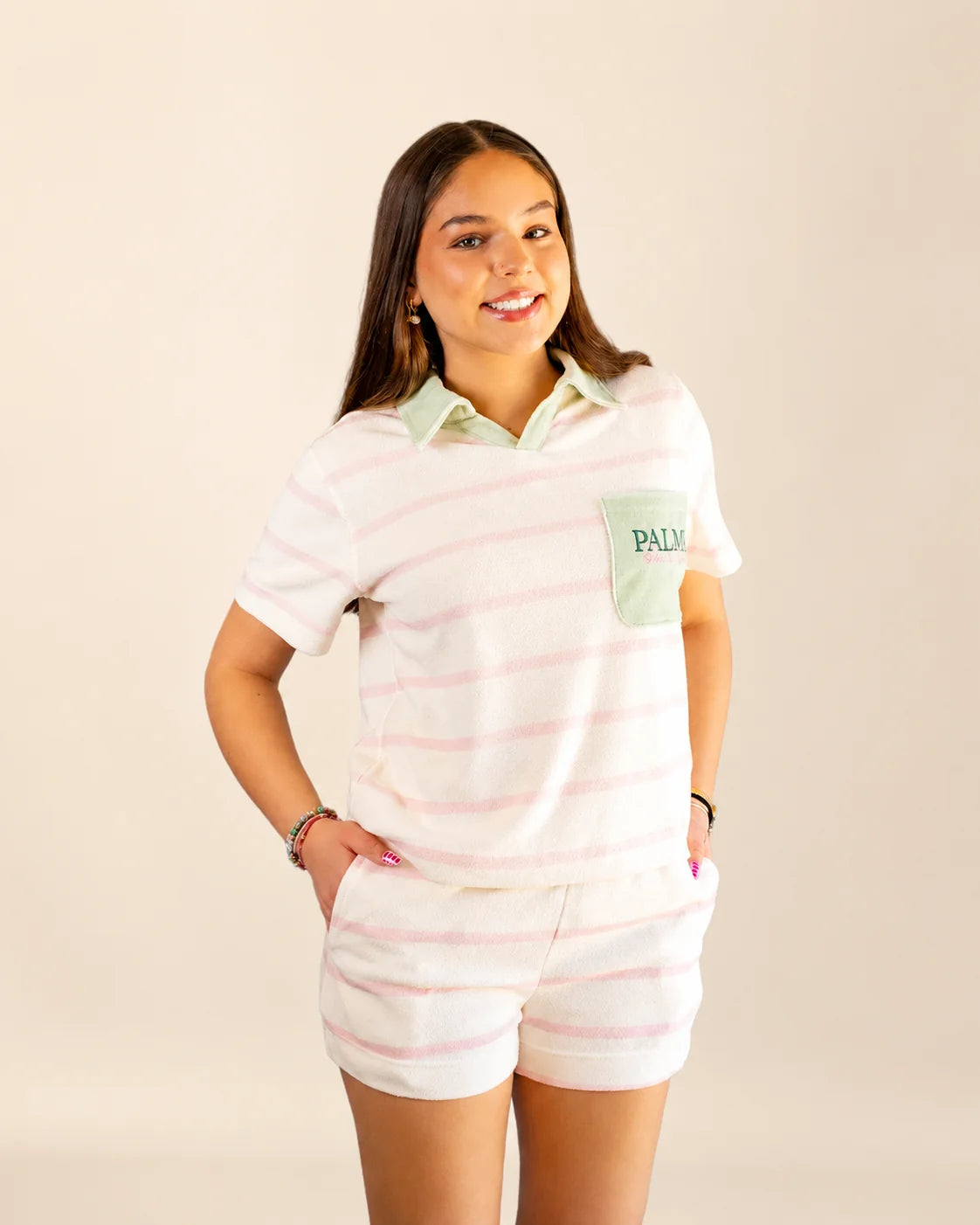The Cabana Pink Stripe Top — view 3 | Palmr Style