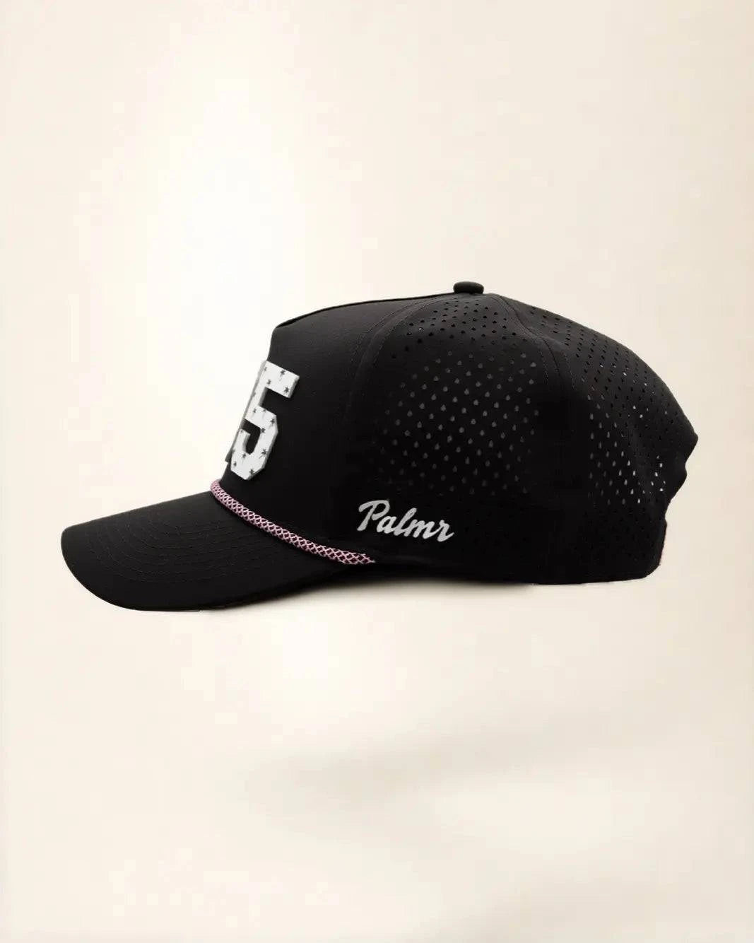 Black 305 hat with palm design, water-resistant and stylish for Florida heat