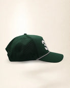 The 352 Signature Hat (Green): dark green rope snapback, white 352 with small green palm trees, black and white braided rope, perforated sides.