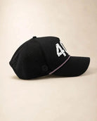 Black The 407 Hat with white Orlando area code and small palm tree design on structured rope cap