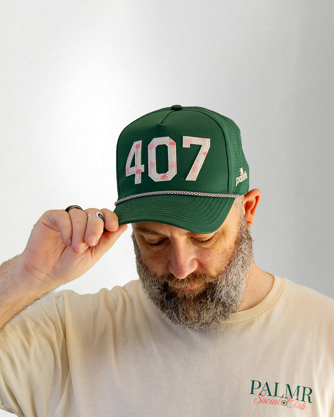 Palmr Style 407 orlando rope hat dark green palm tree snapback
