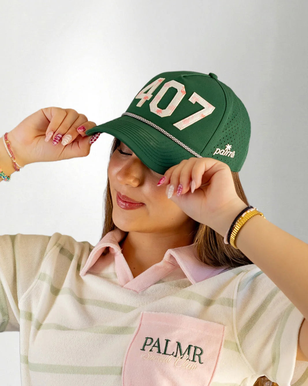 Palmr Style 407 orlando rope hat dark green palm tree snapback