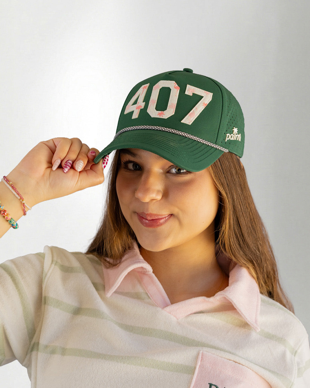 Palmr Style 407 orlando rope hat dark green palm tree snapback