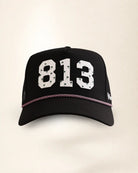 Black 813 hat with palm design, water-resistant and stylish for Florida heat