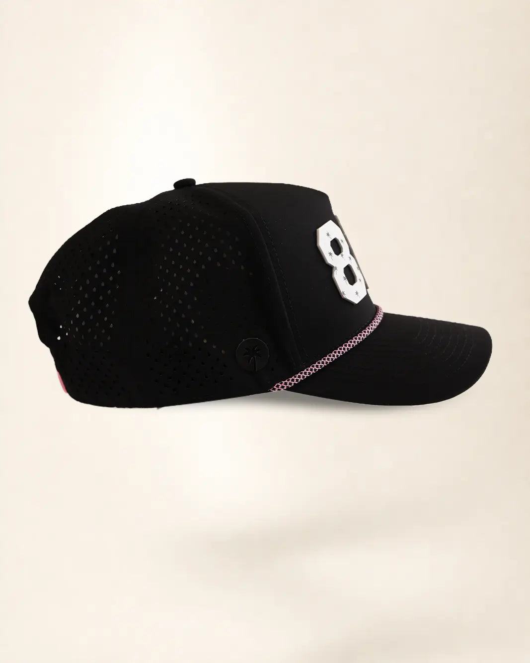 Black 813 hat with palm design, water-resistant and stylish for Florida heat