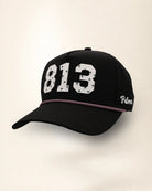Black 813 hat with palm design, water-resistant and stylish for Florida heat