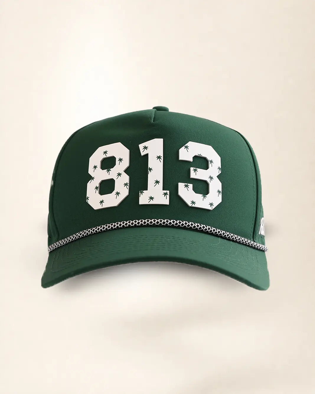 Green 813 hat with palm design, water-resistant and stylish for Florida heat