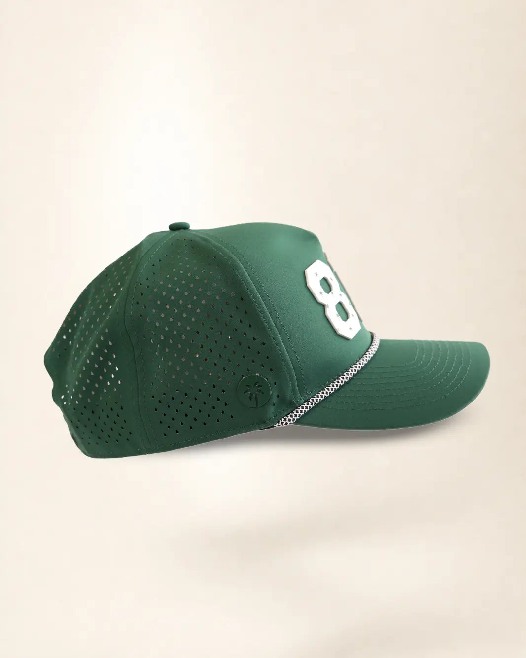 Green 813 hat with palm design, water-resistant and stylish for Florida heat