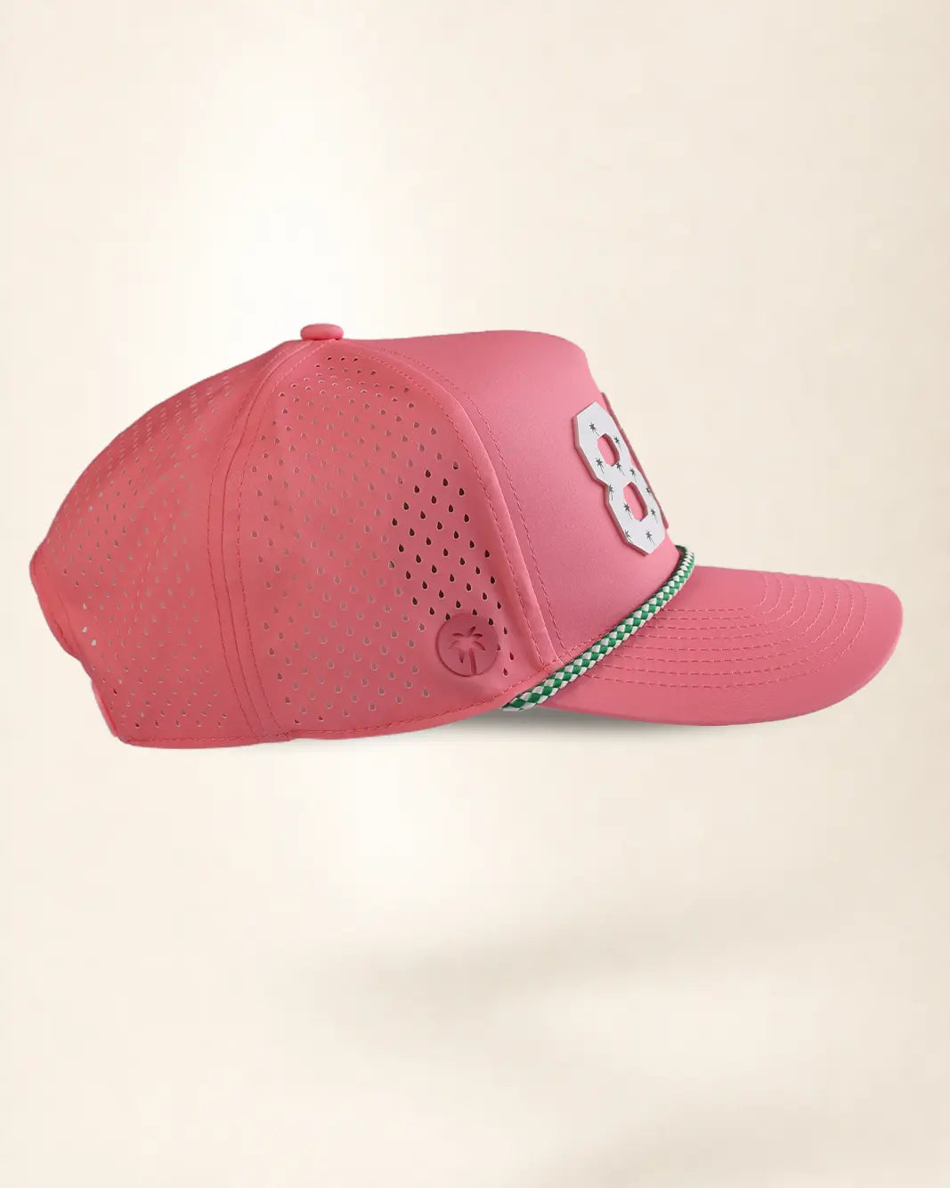 Pink 813 hat with palm design, water-resistant and stylish for Florida heat